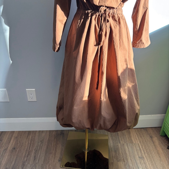 Paolo Tricot Women’s Button down, Balloon Hem, Cinnamon Brown Long Dress, NWT M - Picture 4 of 12